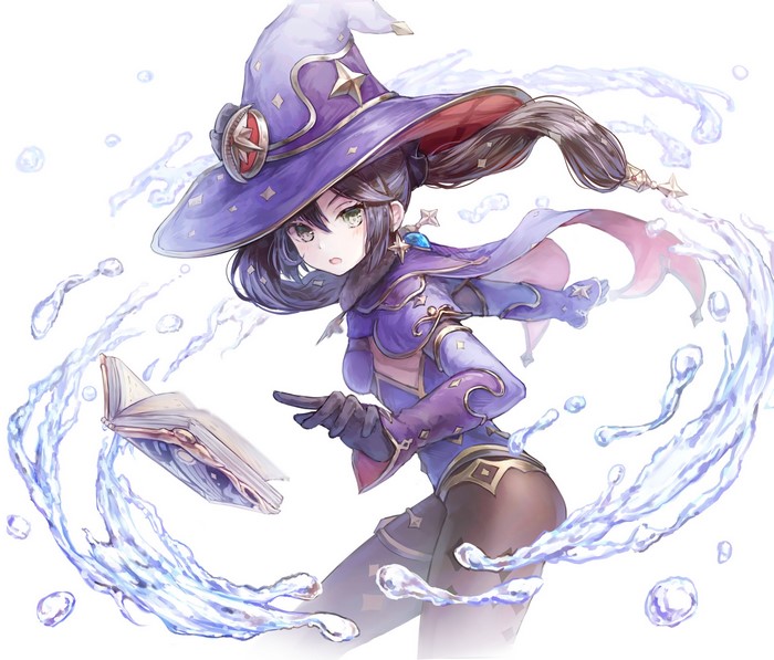 Mona from Genshin Impact casting a water spell