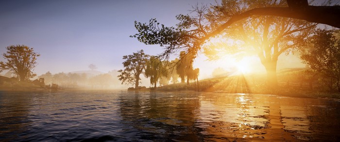 Assassin's Creed Valhalla lake sunrise