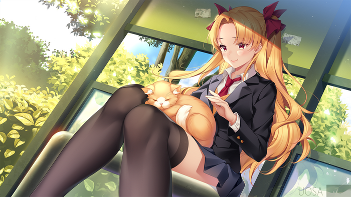 Ereshkigal from Fate/Grand Order with a cat