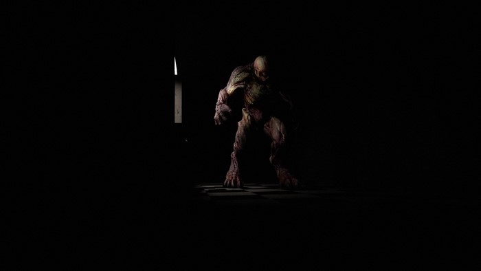 Demon in a dark hallway from Doom 3