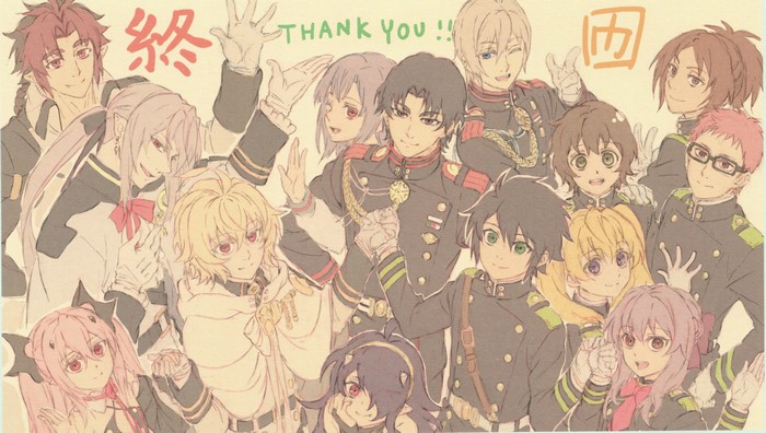 Owari no Seraph characters group illustration
