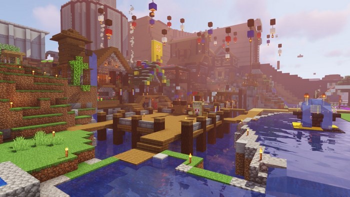 Minecraft Dream SMP Village with Shaders