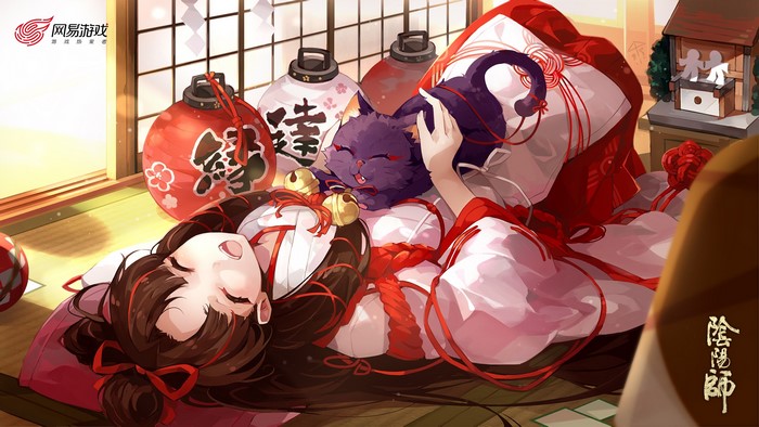 Girl and cat from Onmyoji