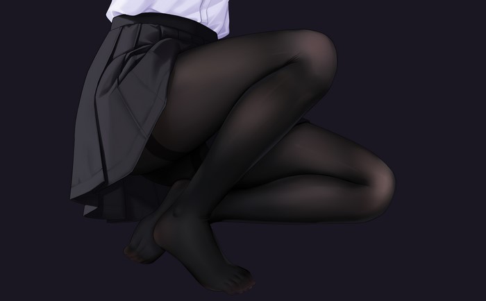 4K Digital Art of Anime Girl in Black Pantyhose