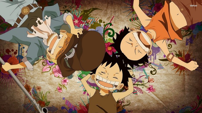 Anime boys lying down with colorful background