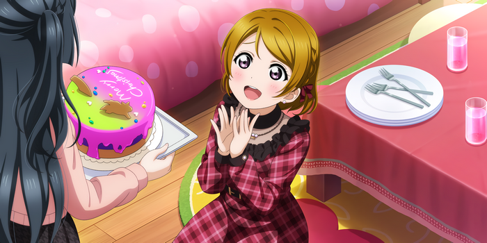 Hanayo Koizumi from Love Live! Series holding a Christmas cake