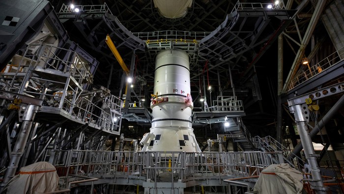 NASA rocket in launchpad structure