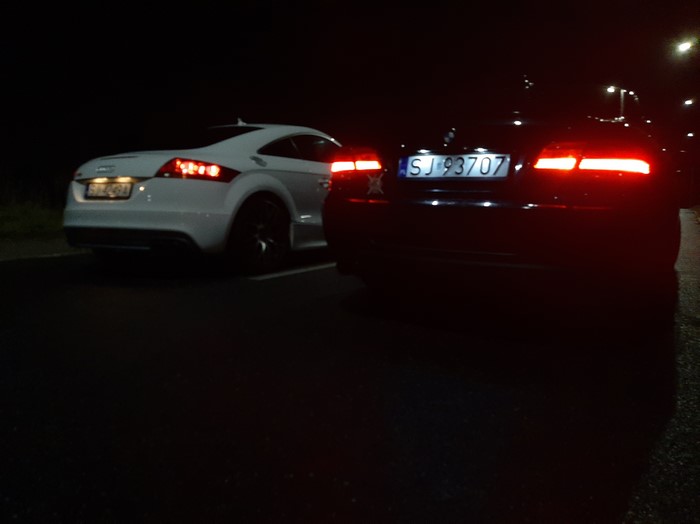 Audi TT and BMW E92 at night