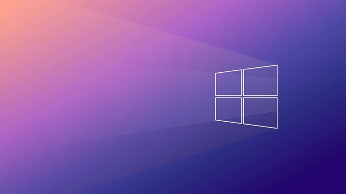 Windows 10 logo on a gradient background