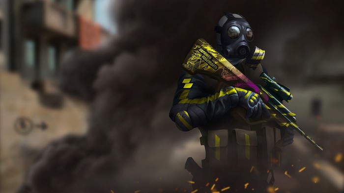 Counter-Strike: Global Offensive character with a sniper rifle