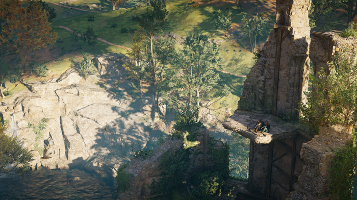 Randvi and Eivor from Assassins Creed: Valhalla on a cliff