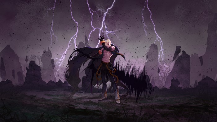4K Dungeon Fighter character in a stormy landscape