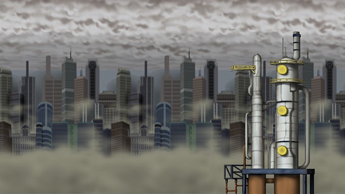 MapleStory industrial cityscape with smog