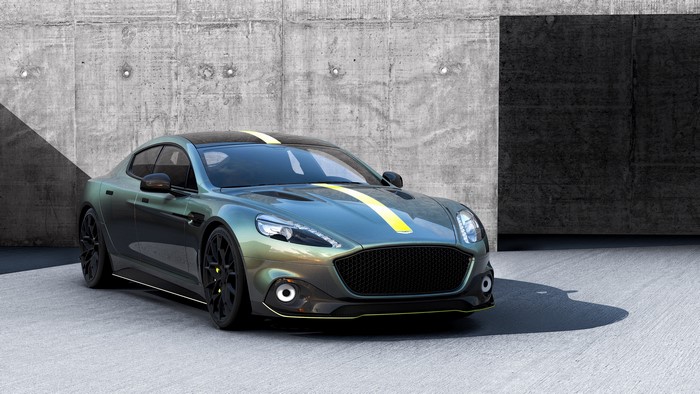 Aston Martin Rapide S with racing stripes