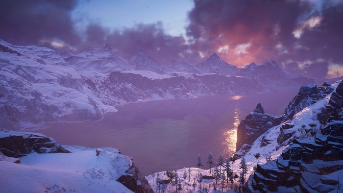 Assassin's Creed Valhalla snowy mountain landscape