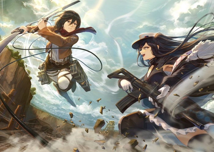 Mikasa Ackerman and Mashu Kyrielight crossover battle