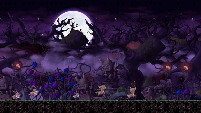 MapleStory Halloween forest with creatures