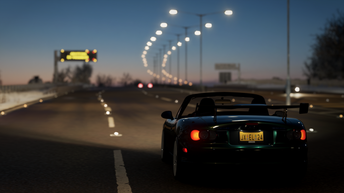 Mazda MX-5 Miata in Forza Horizon 5 at dusk