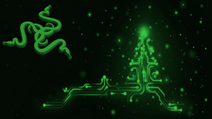 Razer logo and circuit board Christmas tree