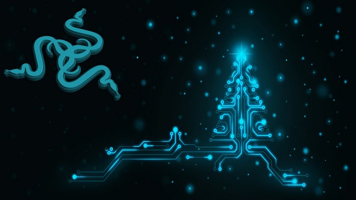 Razer logo and circuit board Christmas tree