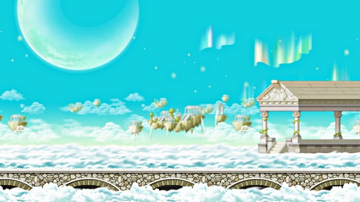 MapleStory Sky Bridge with Floating Islands and Aurora