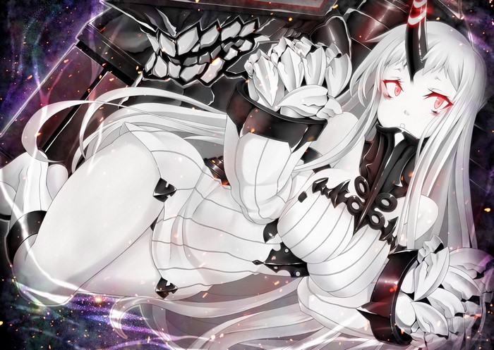 Gekato from Kantai Collection with red eyes and horns