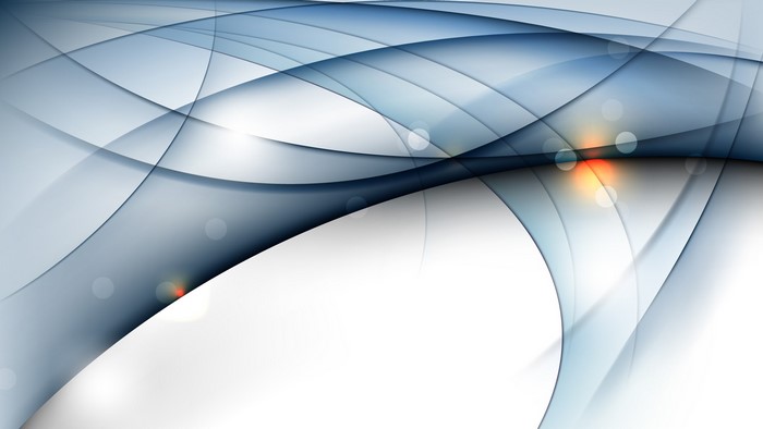 Abstract blue and white wavy lines with glowing orbs