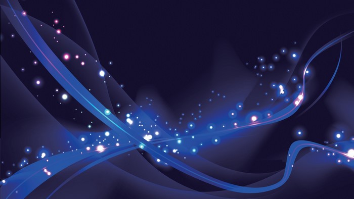 Abstract blue wavy lines with glowing particles