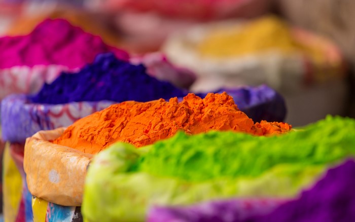 Bags of colorful powders for Holi festival