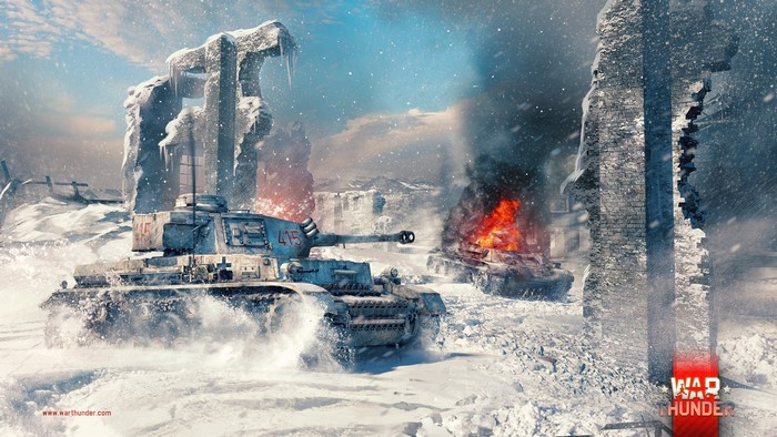 German Panzer IV tanks in a snowy World War II battle