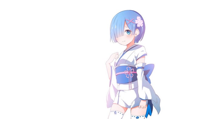 Rem from Re:Zero in a white kimono