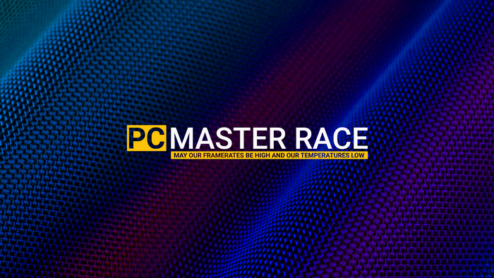 PC Master Race typography with gradient background