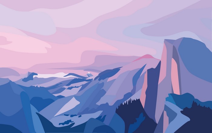 Abstract Digital Art of Yosemite National Park Mountains