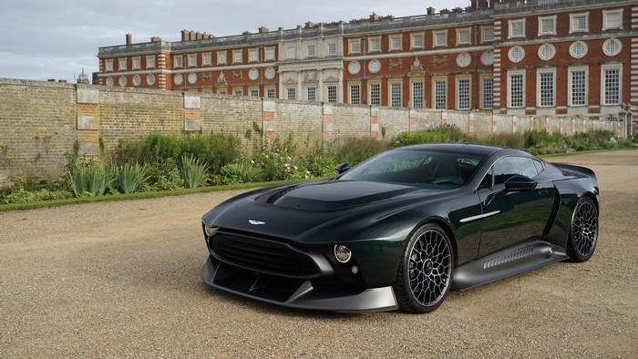 Aston Martin Victor green supercar front angle