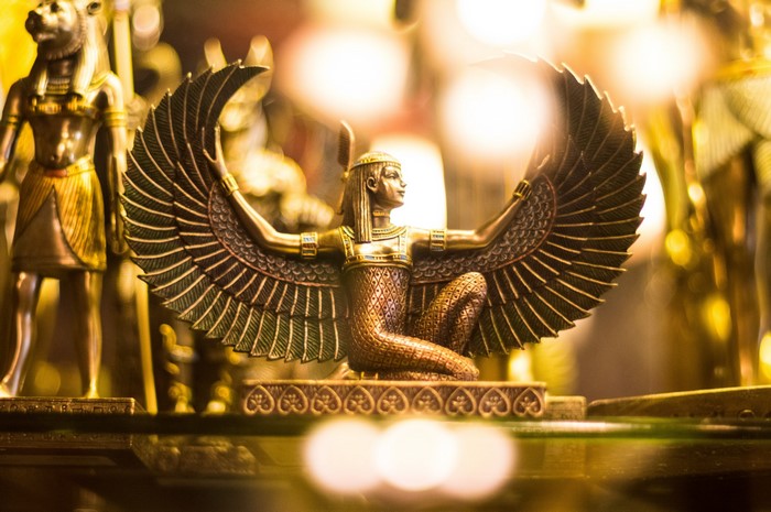 Egyptian statue of Isis with wings