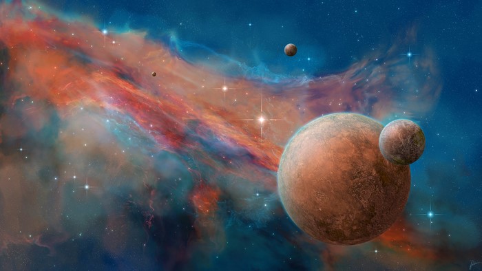 4K Space Art Nebula with Planets by JoeyJazz