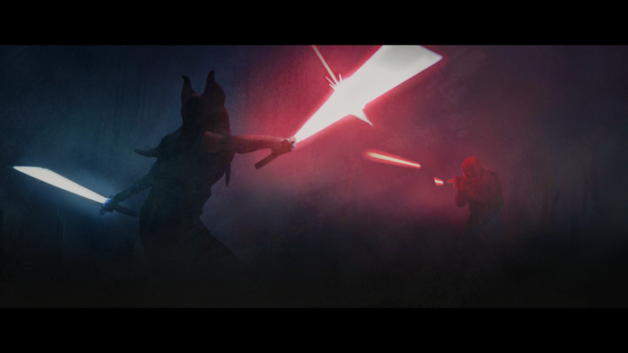 Ahsoka Tano and other Jedi fight with lightsabers