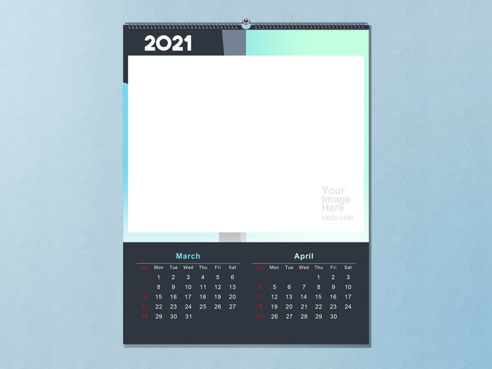 2021 Calendar with March and April pages