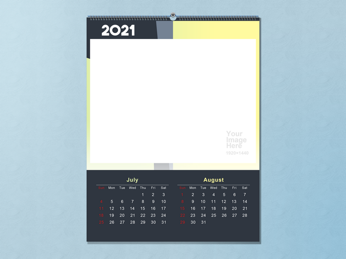 2021 Calendar Template with July and August