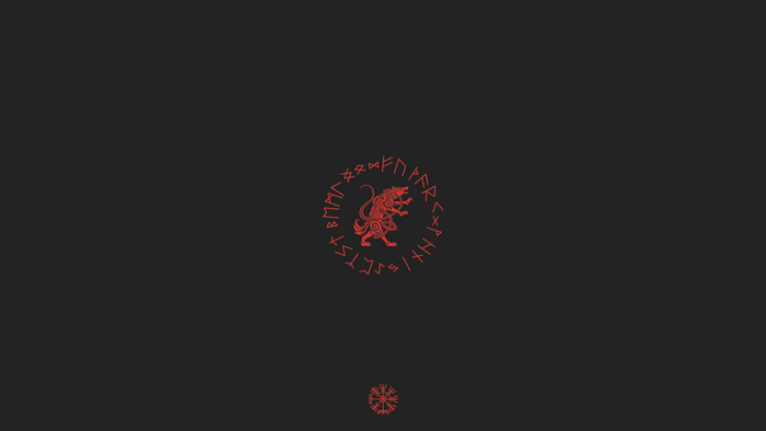 Fenrir wolf with Norse runes