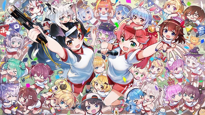 Hololive sports festival with many anime girls