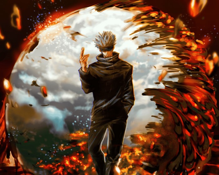Satoru Gojo Anime Boy in Dynamic Scene
