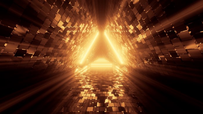 Abstract Neon Triangle Tunnel 4K
