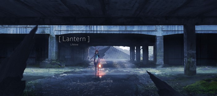 Amiya from Arknights holding a lantern