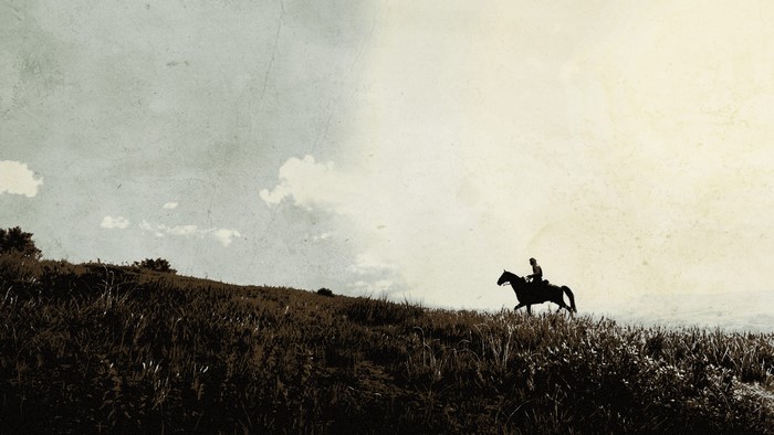 Red Dead Redemption 2 horse rider on grassy hill