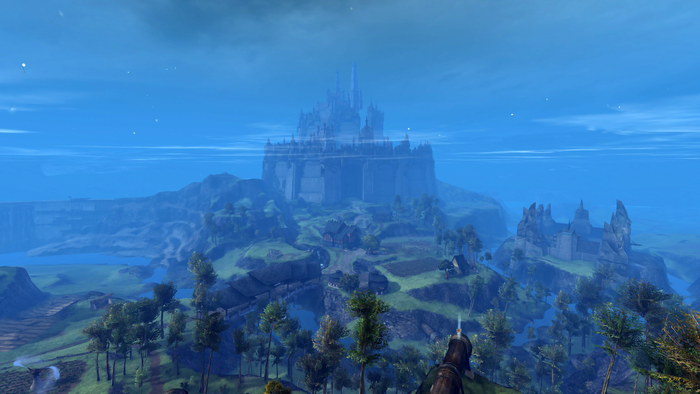 Guild Wars 2 castle on a hill at dawn