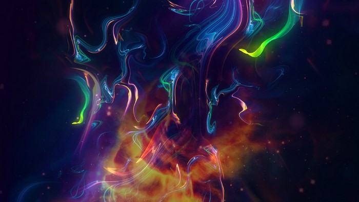 Abstract colorful digital art with smoke shapes