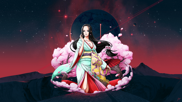 Boa Hancock in Elegant Kimono Anime Art