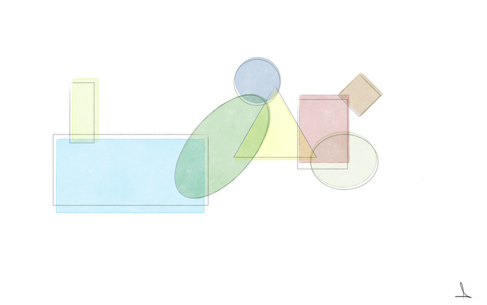 Geometric shapes on a white background
