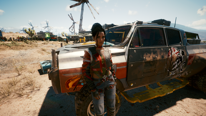 Panam Palmer from Cyberpunk 2077 with Aldecaldos truck